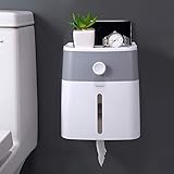 YOHOM Selbstklebender Toilettenpapierrollenhalter mit Aufbewahrungsschublade Badezimmer-Tissue-Box Wand-Organizer Dusch-Gesichtstuchhalter für Toilettenpapierrollen