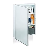 Relaxdays Spiegelschrank Bad, Hängeschrank, eintüriger Wandschrank aus Stahl, mit 3 Ablagen, HBT: 56x40,5x12,5…