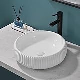 Davivy 41.5 cm rundes Waschbecken mit Pop-Up-Ablauf, Badezimmer-Waschbecken, rundes Waschbecken, Keramikgefäß,…