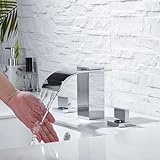 BANGPU 20,3 cm breiter Wasserfall-Badezimmer-Wasserhahn Deck Montiert Waschbecken Mischbatterie 2 Griff…