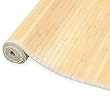 Festnight Bambusteppich für Bad und Wohnzimmer 120 x 180 cm Natur | Bambus Teppich Bambusmatte mit rutschfeste…