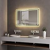 KOBEST Wandspiegel Spiegel mit Beleuchtung LED Spiegel 50x70cm Badspiegel Warmweiß Lichtspiegel 3000K