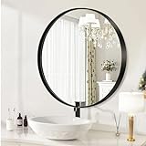 JENBELY 76,2 cm runder Spiegel, schwarzer runder Badezimmerspiegel, runder Kosmetikspiegel mit hochwertigem…