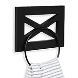 Ilyapa Rustikaler Handtuchring für Badezimmer, Wandmontage, schwarzes Holz und schwarzer Metallring,…