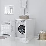 GOTOTOP Waschmaschinenschrank, Platzsparender Badezimmerschrank, 71 X 71,5 X 91,5 cm, Weiß Glänzend