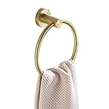 WOMAO Gold Handtuchring, Handtuchhalter Rund Edelstahl Gebürstet Wandmontage zum Bohren für Bad Duschwand…