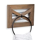 Crutello Rustikaler Handtuchring für Badezimmer mit verzinkter Rückseite, zur Wandmontage, Barnwood…