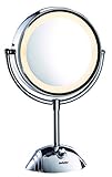 BaByliss 8438E LED Makeup Spiegel, beleuchtet, doppelseitig, 8-fach Vergrößerung, 3 Lichteinstellungen, Batteriebetrieb
