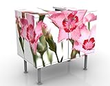 Apalis Waschbeckenunterschrank Pink Flowers 60x55x35cm Design Waschtisch, Größe:55cm x 60cm