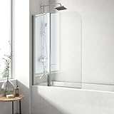 EMKE Duschwand für Badewanne 100x140cm, Duschabtrennung Badewanne Duschwand Badewanne, 6mm Nano Glas…