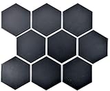 Hexagonale Sechseck Mosaik Fliese Keramik XL schwarz matt Küche Fliese WC Badfliese Spritzschutz Fliesenspiegel…