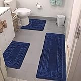 Pauwer Badezimmerteppich-Set, 3-teilig, rutschfeste Badematten für Badezimmerboden, Niederflor-Badteppiche,…