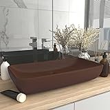 HOMIUSE Luxus-Waschbecken Rechteckig Matt Dunkelbraun 71x38 cm Keramik Waschbecken Waschtisch Aufsatzwaschbecken…