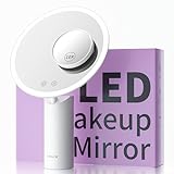 CHICLEW Wiederaufladbarer Kosmetikspiegel mit Beleuchtung und 10 Fach Vergrößerungsspiegel, Touchscreen…