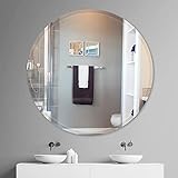 JENBELY 61 cm runder rahmenloser Badezimmerspiegel, kreisförmiger Schminkspiegel mit 2,5 cm abgeschrägter…
