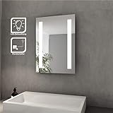 Elegant Badspiegel mit LED-Beleuchtung 45 x 60 cm kaltweiß IP44 Energiesparend Bad Spiegel Badezimmer Wandspiegel