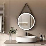 S'AFIELINA Badspiegel Rund mit Beleuchtung 50cm Durchmesser LED Badspiegel mit Touchschalter Dimmbar…