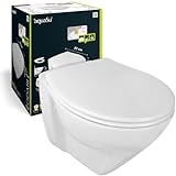 'aquaSu® Spülrandloses Wand WC oDari mit Toilettendeckel, Hänge WC mit 6 cm Erhöhung, Duroplast WC Sitz…