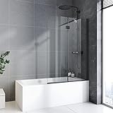 Duschabtrennung 100 x 140cm Duschwand für badewanne ‎Schwarz-matt Faltbar Nano Badewannen-Duschwand…