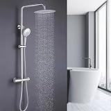 ONECE Duschsystem mit Thermostat Regendusche aus Edelstahl, Duscharmatur Duschset mit Runde Duschkopf…
