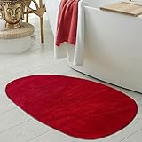 Teppich-Traum Waschbare Badezimmer Duschvorleger-Teppiche • rutschfest & schön weich • in rot, 60x100…