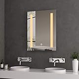 KOBEST Wandspiegel Spiegel mit Beleuchtung Warmweiß Lichtspiegel 45x60cm LED Spiegel mit Touch, Beschlagfrei Badezimmerspiegel IP44 Energiesparend 3000K