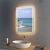 Meykoers Beleuchteter Badspiegel 50x70cm Badezimmerspiegel LED Wandspiegel mit warmweißem Licht Spiegel Energie sparen.