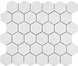 Keramik Mosaik Hexagon Sechseck weiß R10B rutschsicher Wand Boden Küche Dusche Bad Fliesenspiegel