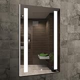 Venti 50x70cm Vertikaler Badezimmerspiegel mit LED Beleuchtung, Beleuchteter Badspiegel mit Touch Schalter,…