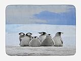 Lunarable Unterwasser-Badematte, junge Pinguine, arktische Tiere, Bild-Hintergrund, Schnee-Himmel und…