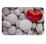 A.Monamour Badematten Badteppiche Badvorleger Rotes Herz Weiß Spa Steine Massage Kieselsteine Zen-Meditation…