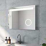 AQUABATOS Dales-Serie Badezimmerspiegel mit Beleuchtung 80x60 cm Beschlagfrei Kosmetikspiegel 3-Fach…