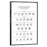 artboxONE Poster mit schwarzem Rahmen 75x50 cm Typografie Laundry Symbols - Bild Laundry Graphic Illustration
