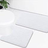 Buganda Mikrofaser-Badezimmerteppich-Set, 2-teilig, zottelig, weiche Badematte & U-förmiger WC-Vorleger,…