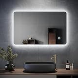 Eleganter Badezimmerspiegel, beheizt, beleuchtet, mit LED-Beleuchtung, Nebel und Sensor, IP44, Aluminiumlegierung,…