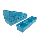 Cheftor Kunststoff-Schubladen-Organizer mit Trennwänden für Schreibwaren, Make-up, Besteck, 4 Stück (blau)