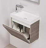 Quentis Badmöbel Gäste-WC Set Faros, Breite 40 cm, Waschbecken mit Unterschrank, Perlgrau