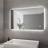 ELEGANT Wandspiegel Badezimmerspiegel LED Badspiegel mit Beleuchtung 100x60cm mit Touch Schalter und…