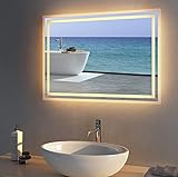 Meykoers Badezimmerspiegel Beleuchteter LED Badspiegel 50x70cm Wandspiegel Warmweißes Licht Spiegel