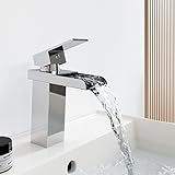 Meykoers Wasserhahn Bad Wasserfall, Waschtischarmatur für Waschbecken Badezimmer, Badarmatur Wassersparend,…
