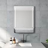 Badspiegel mit Beleuchtung und Ablage in schwarz Industrial Style 60 x 80 cm Badezimmer Spiegel mit…