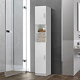 ML-Design Badezimmerschrank Weiß, 30 x 190 x 25 cm, Hochschrank für Badezimmer, Badschrank mit 6 Fächern…
