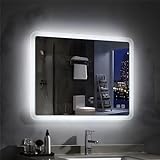 MEESALISA LED Badspiegel 100 x 60 cm mit Beleuchtung Rechteckig Badezimmer Wandspiegel Antibeschlage…