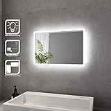 ELEGANT Badspiegel mit LED-Beleuchtung 40 * 60cm kaltweiß Energiesparend LED Badezimmer Wandspiegel…