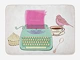 Lunarable Schreibmaschine-Badematte, "I Love You More Than Cupcakes", Vintage-Teeparty-Thema und Spatz,…