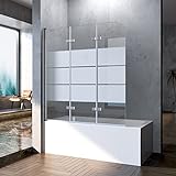Boromal 140x140cm Duschwand für Badewanne 3-teilig Faltbar Duschtrennwand Milchglas Gestreift Badewannenaufsatz…