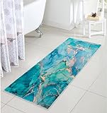 Uphome Badezimmer-Bodenmatte, luxuriöser türkisfarbener Marmor-Teppich, rutschfest, maschinenwaschbar,…