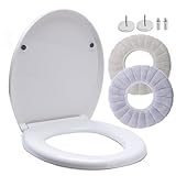 Uderkiny Universal-Toilettensitz, WC-Sitz mit Absenkautomatik Weißer Kunststoff-O-Förmiger, Antibakterieller…