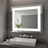 ELEGANT Badspiegel mit LED Beleuchtung 60x50 cm Energiesparend LED Badspiegel Lichtspiegel kaltweiß…