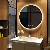 Meykoers Badezimmerspiegel mit Beleuchtung Rund 80cm Acryl badspiegel Neutral Licht Wandspiegel mit…